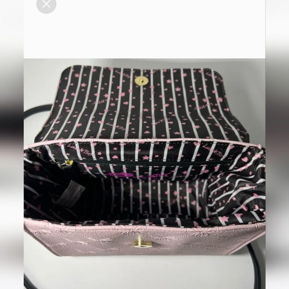 NWT Luv Betsey Johnson Lavender Butterfly Lbaddy Blush Stripe Crossbody Bag - Picture 2 of 4